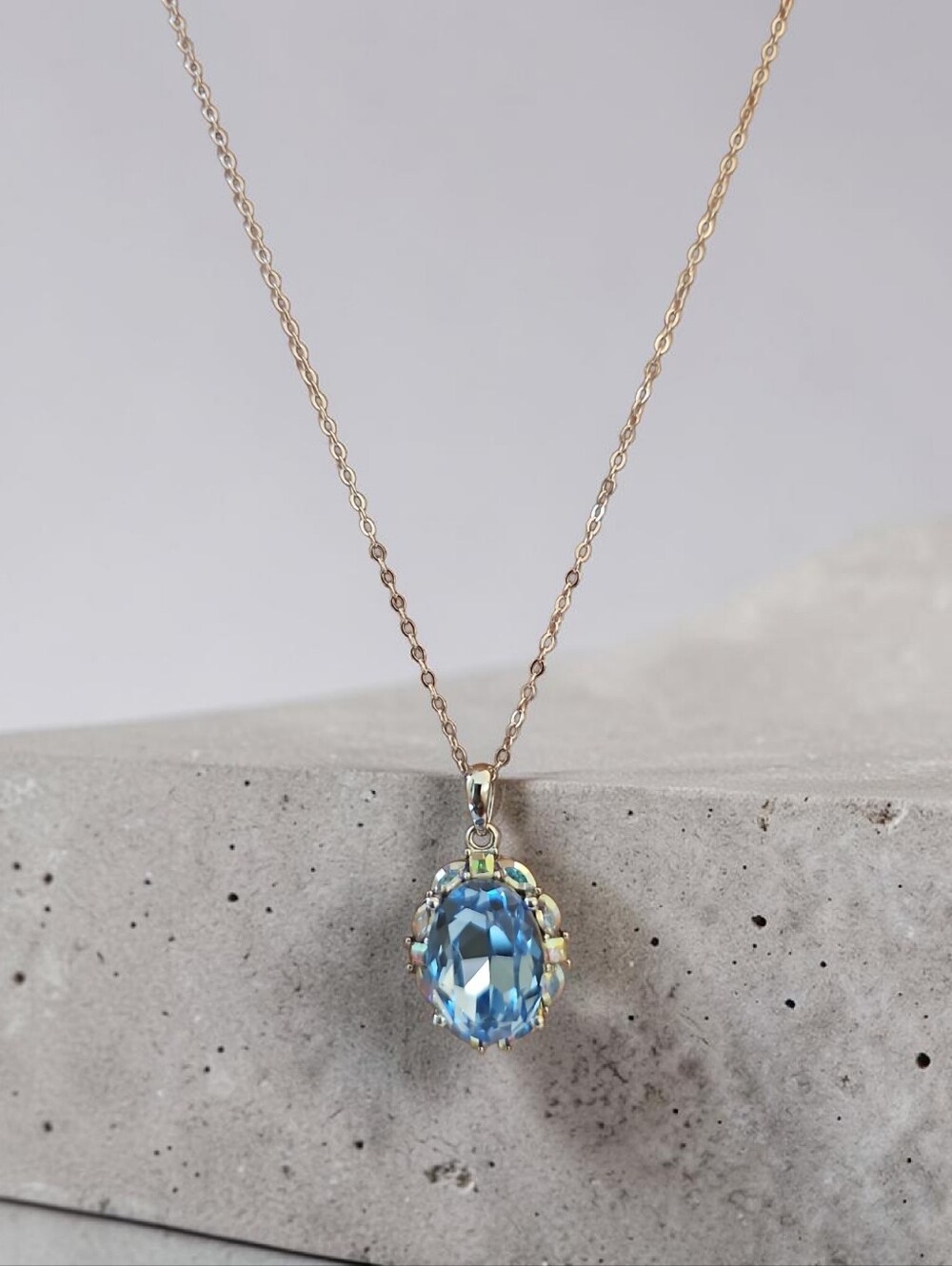 Nwt Blue Sage  SterlingBlue Crystal Pendant Necklace - Elegant Women's Jewelry